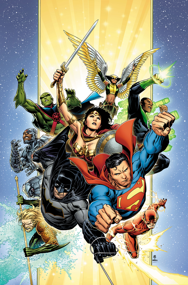 Jim Cheung’s full cover for Justice League #1.